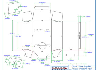 Diaper Bag Box Die Line Drawing